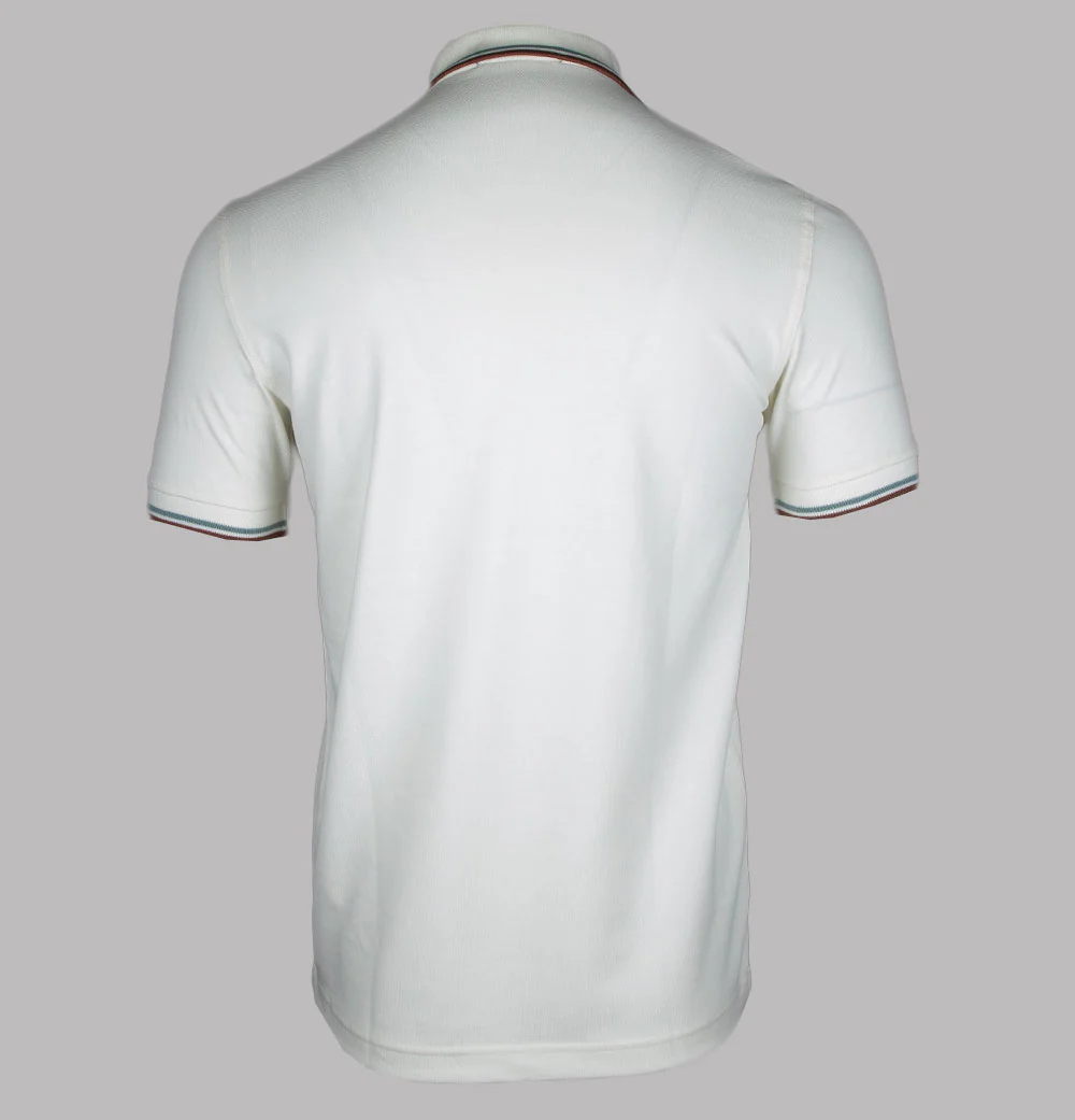 Fred Perry M3600 Polo Shirt Light Ecru/Silver Blue/Cinnamon - Image 2