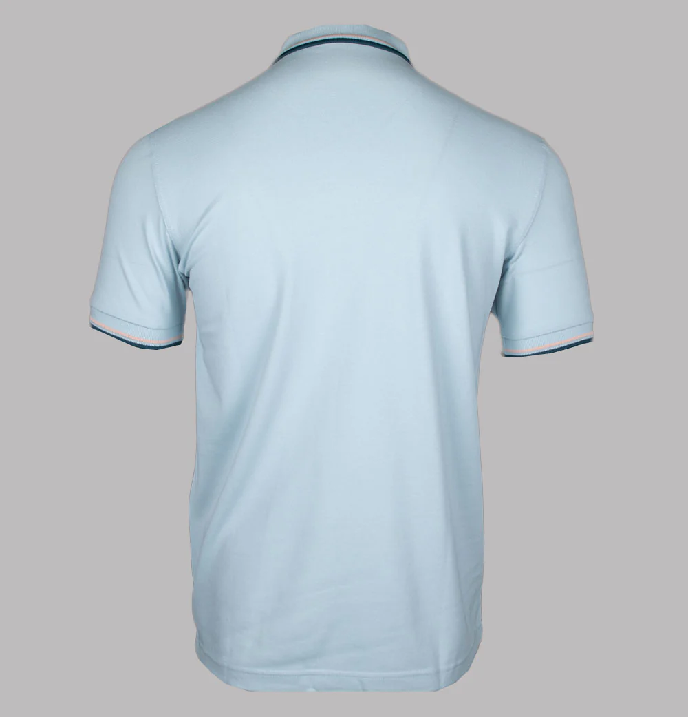 Fred Perry M3600 Polo Shirt Light Ice/Peach/Petrol Blue - Image 2