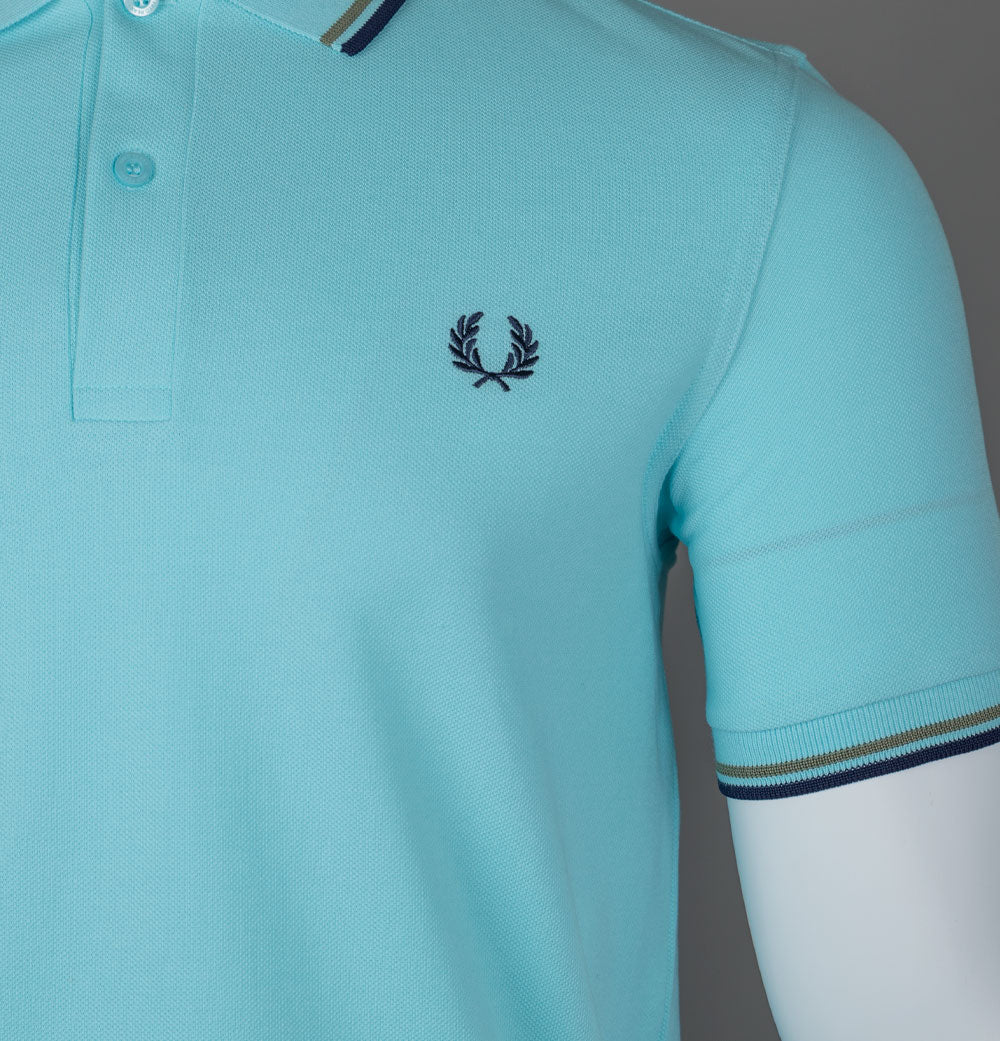 Fred Perry M3600 Polo Shirt Mint Blue/Olive Mint/French Navy - Image 4