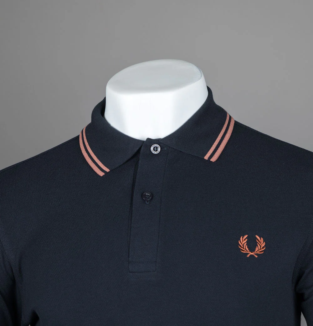 Fred Perry M3600 Polo Shirt Navy/Cinnamon - Image 3