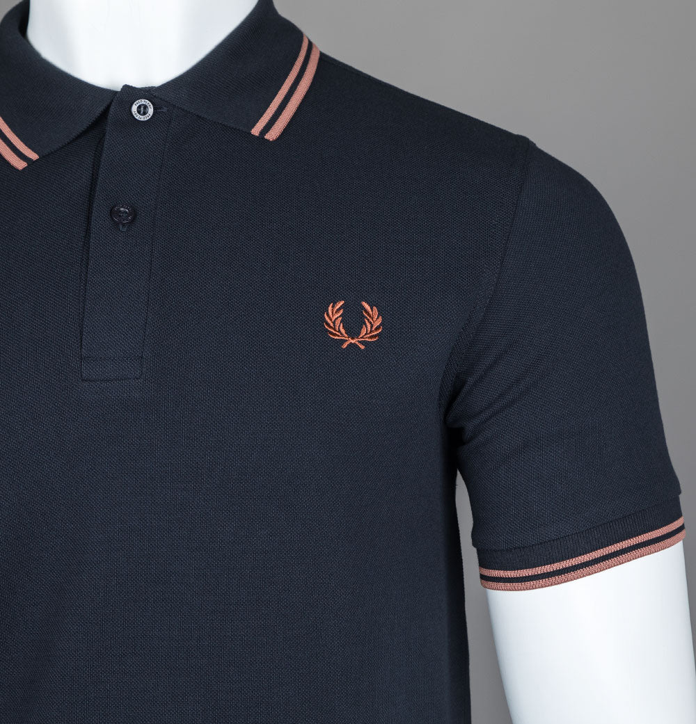 Fred Perry M3600 Polo Shirt Navy/Cinnamon - Image 4