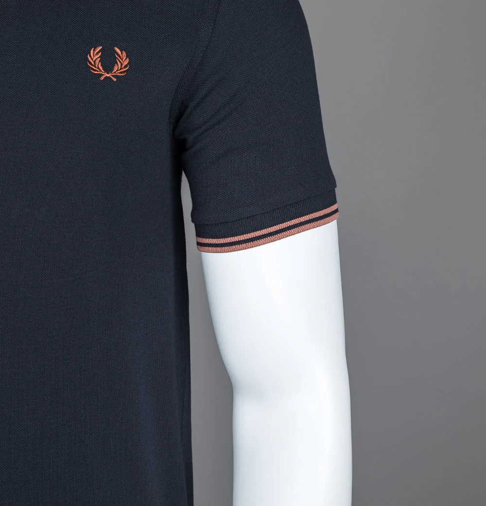 Fred Perry M3600 Polo Shirt Navy/Cinnamon - Image 5