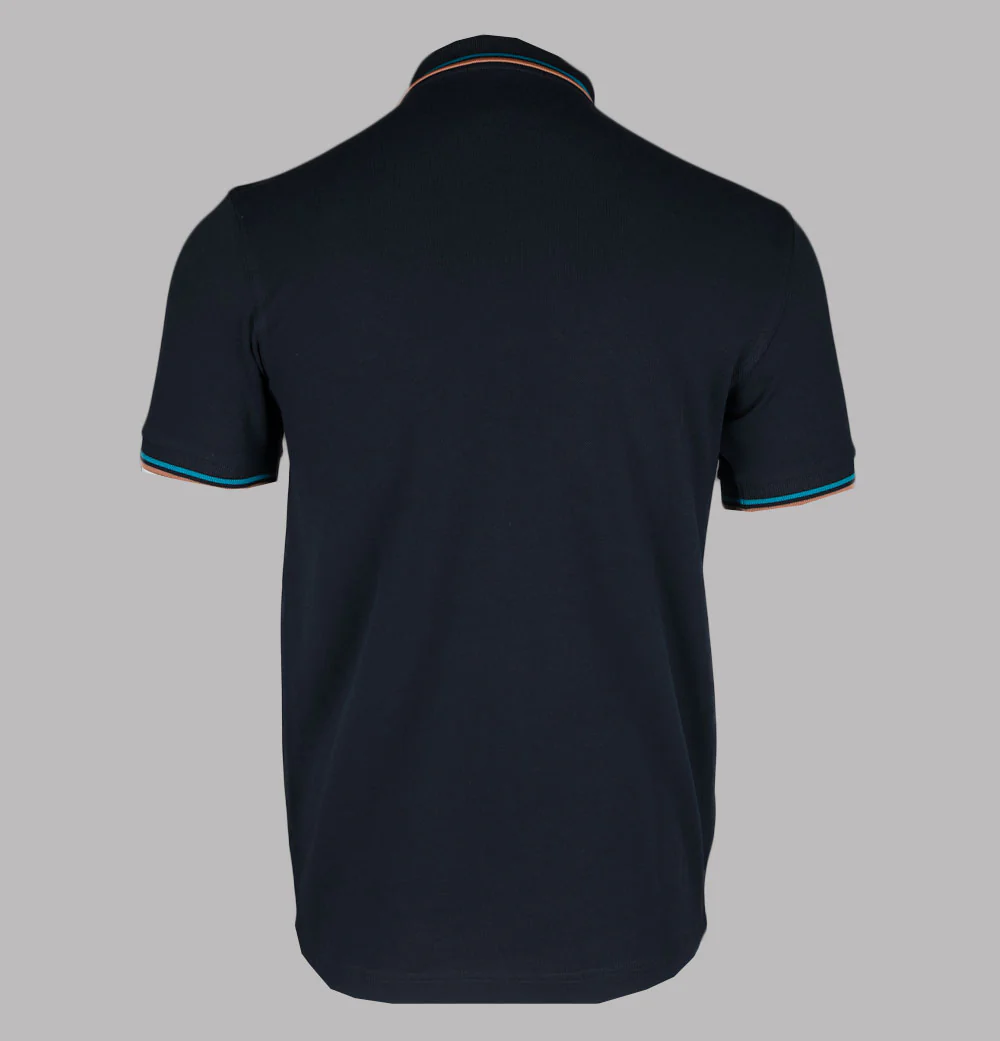 Fred Perry M3600 Polo Shirt Navy/Cyber Blue/Light Rust - Image 2