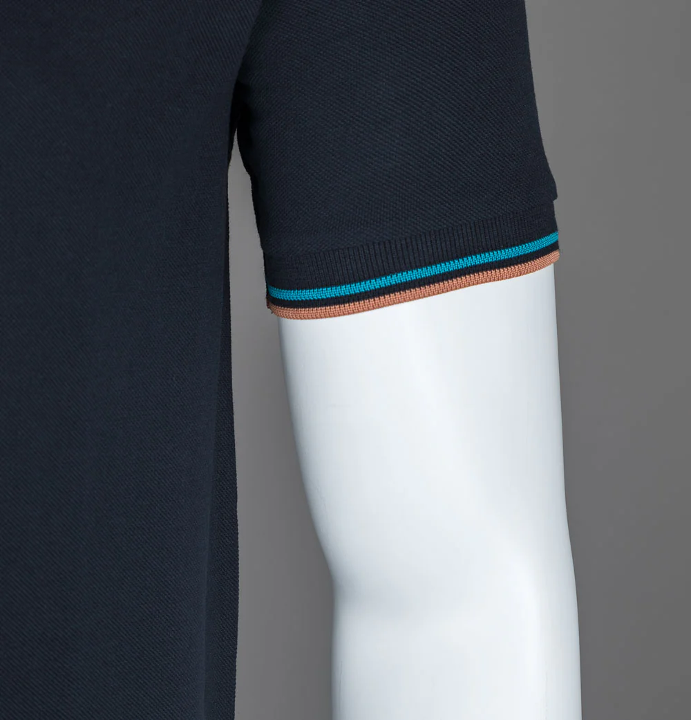 Fred Perry M3600 Polo Shirt Navy/Cyber Blue/Light Rust - Image 5