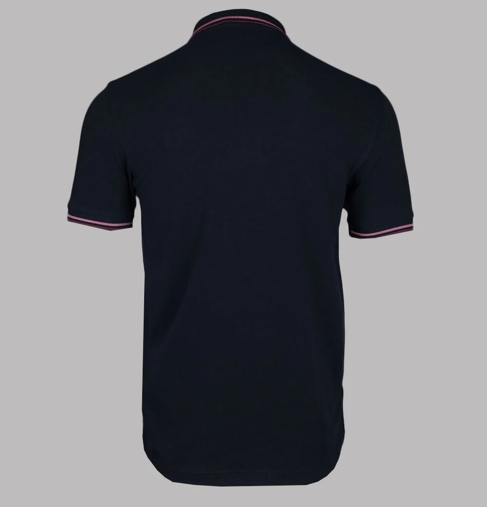 Fred Perry M3600 Polo Shirt Navy/Dusty Rose Pink/Oxblood - Image 2