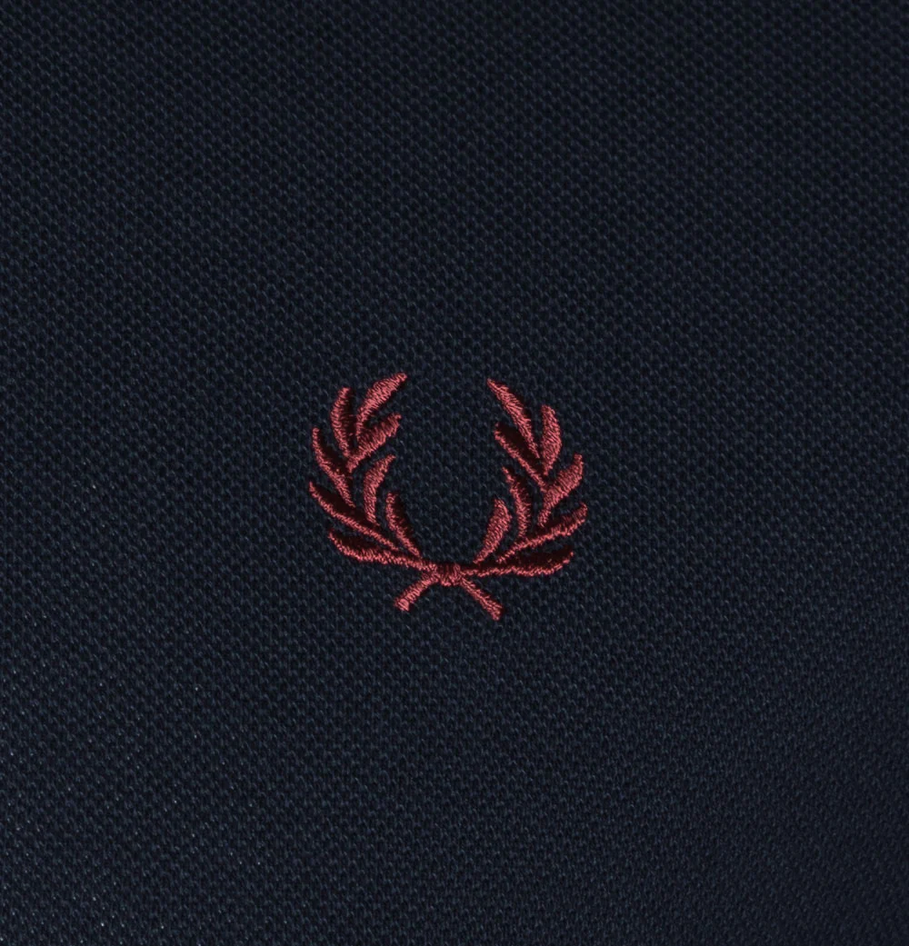 Fred Perry M3600 Polo Shirt Navy/Dusty Rose Pink/Oxblood - Image 4