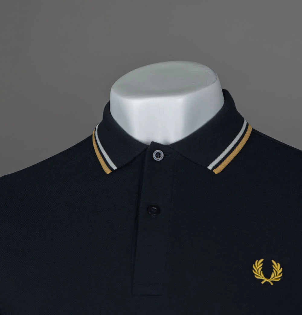 Fred Perry M3600 Polo Shirt Navy/Ecru/Honeycomb - Image 3