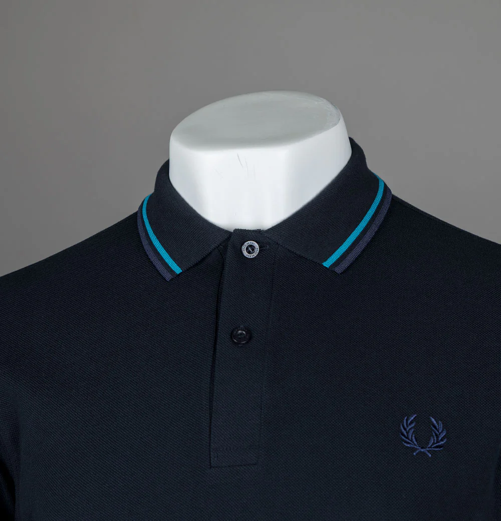 Fred Perry M3600 Polo Shirt Navy/Ocean/Dark Carbon - Image 3