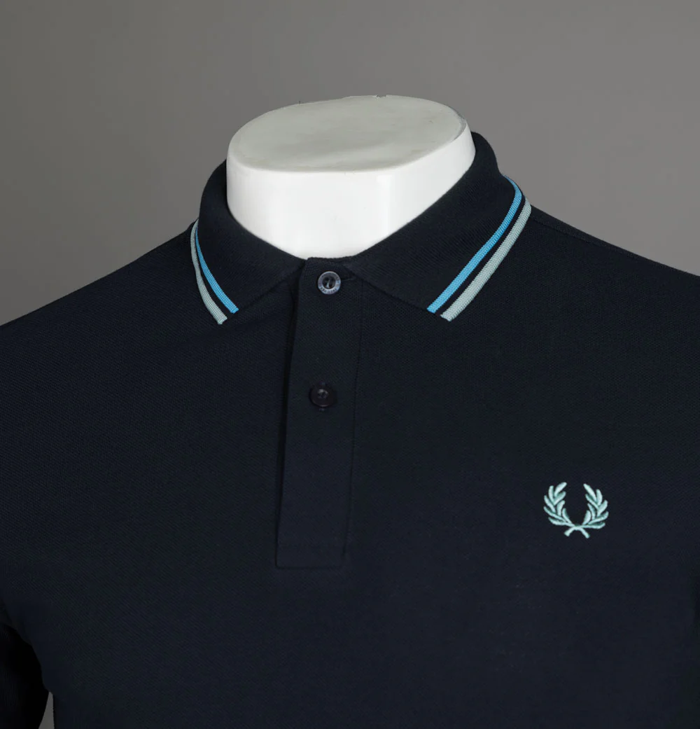 Fred Perry M3600 Polo Shirt Navy/Soft Blue/Silver Blue - Image 3