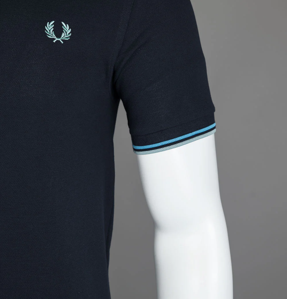 Fred Perry M3600 Polo Shirt Navy/Soft Blue/Silver Blue - Image 5