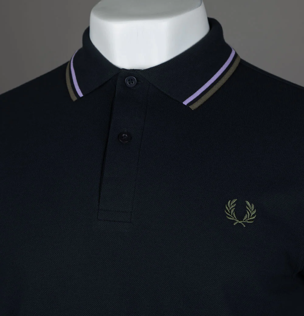 Fred Perry M3600 Polo Shirt Navy/Ultra Violet/Laurel Wreath Green - Image 3