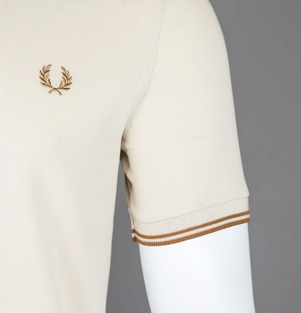Fred Perry M3600 Polo Shirt Oatmeal/Dark Caramel - Image 5