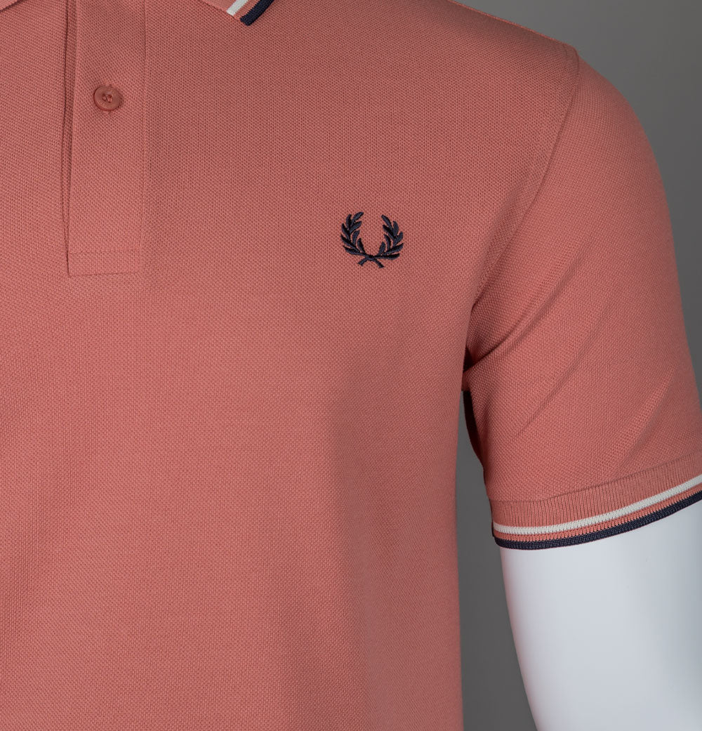 Fred Perry M3600 Polo Shirt Putty Pink/Ecru/Navy - Image 4