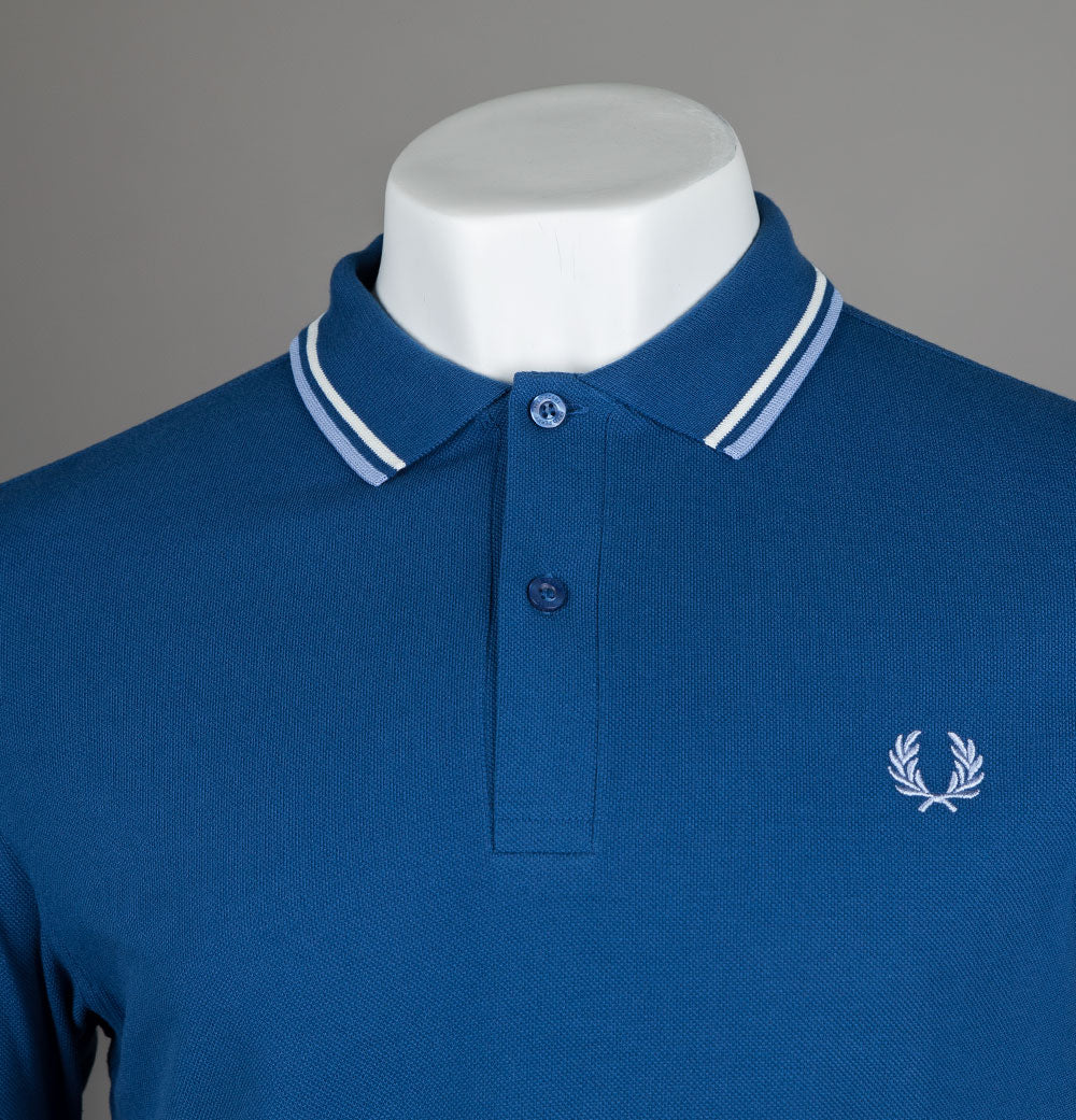 Fred Perry M3600 Polo Shirt Shaded Cobalt/Snow White/Light Smoke - Image 3