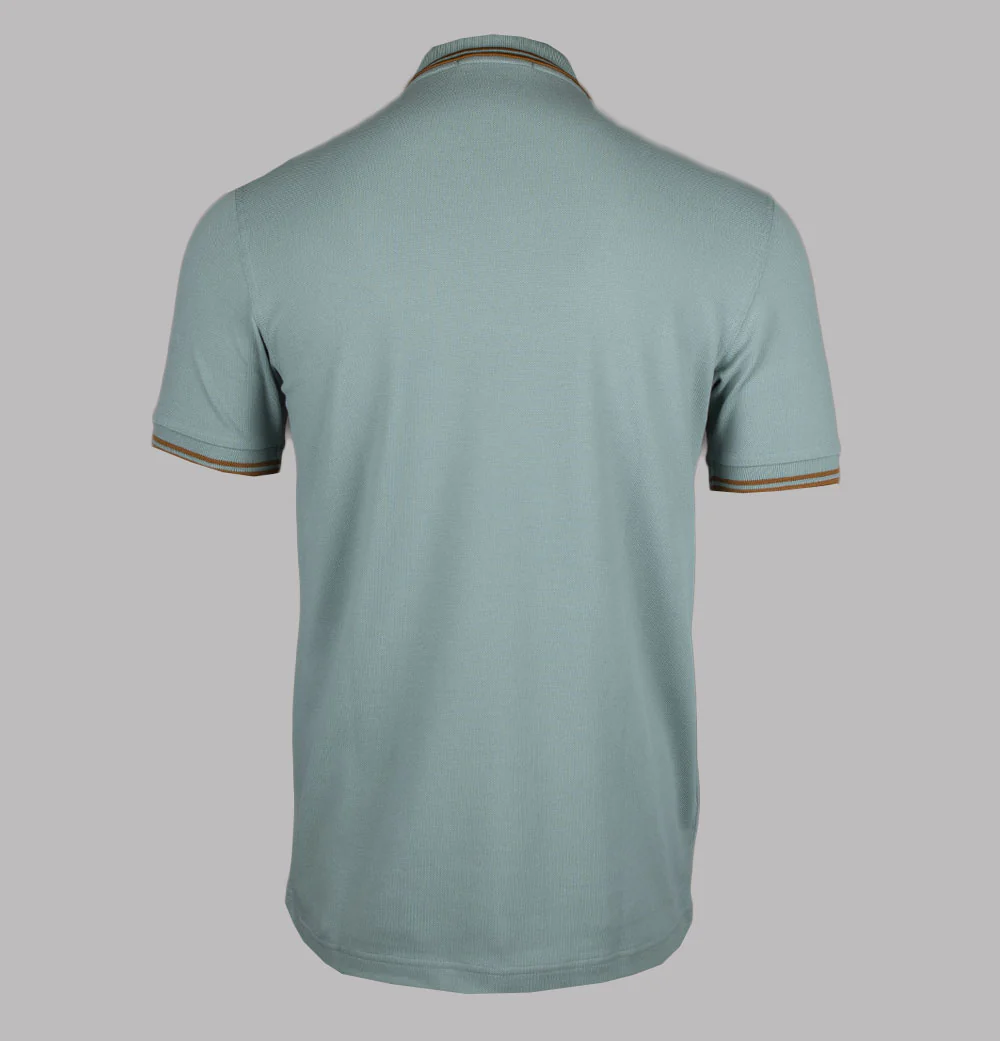 Fred Perry M3600 Polo Shirt Silver Blue/Dark Caramel - Image 2