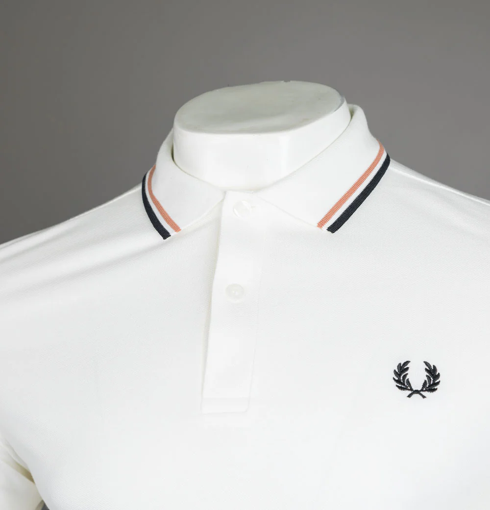 Fred Perry M3600 Polo Shirt Snow White/Light Rust/Black - Image 3