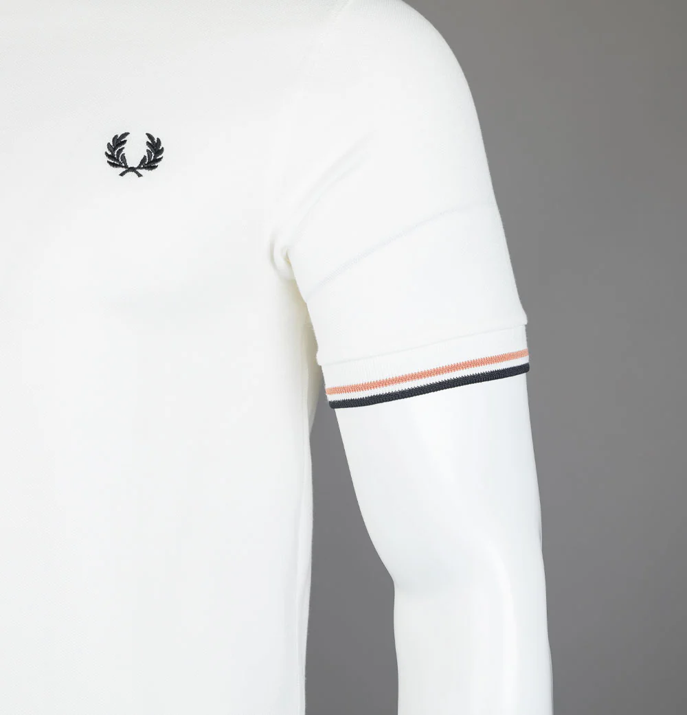 Fred Perry M3600 Polo Shirt Snow White/Light Rust/Black - Image 5