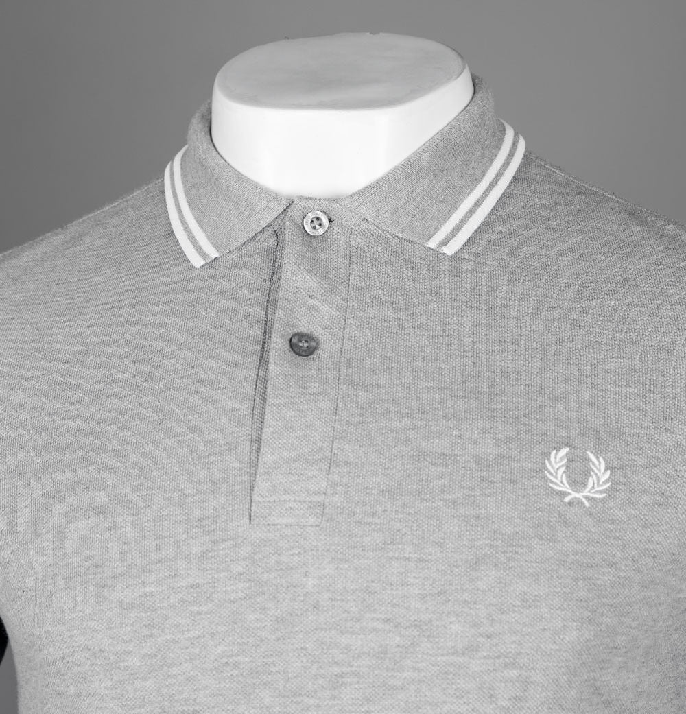 Fred Perry M3600 Polo Shirt Steel Marl/White - Image 3