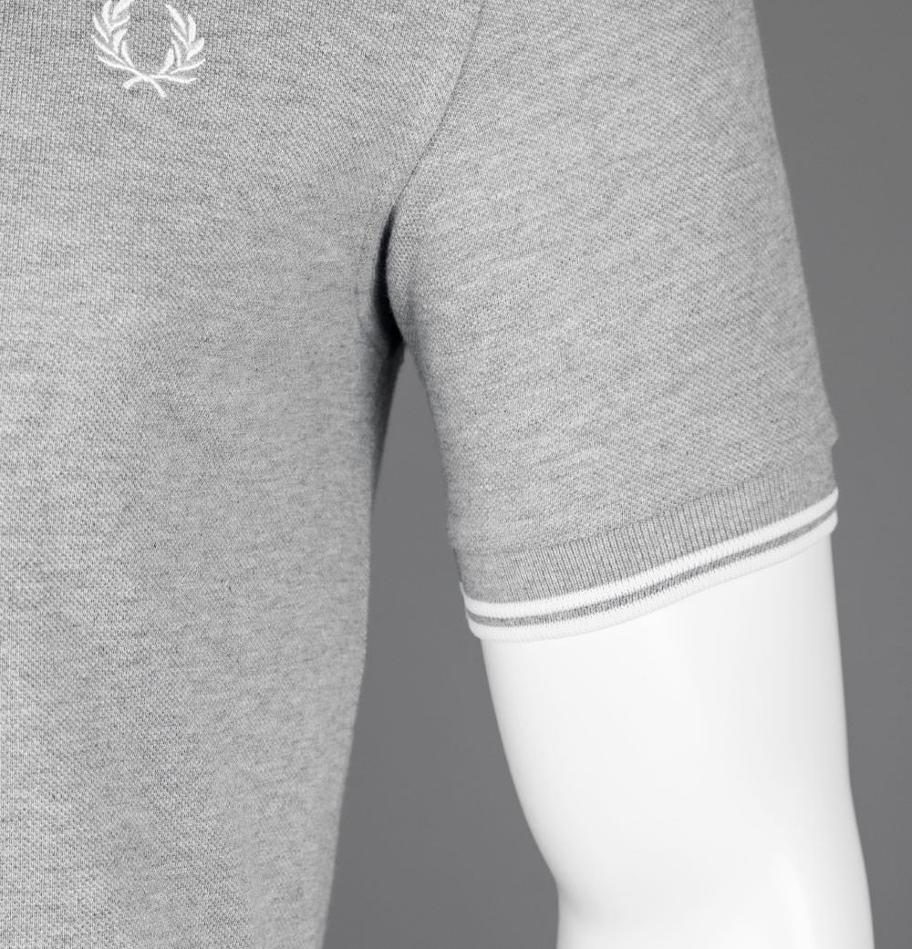 Fred Perry M3600 Polo Shirt Steel Marl/White - Image 5