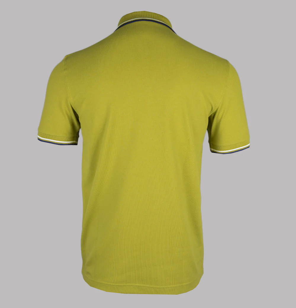Fred Perry M3600 Polo Shirt Tennis Ball Yellow/Ecru/French Navy - Image 2