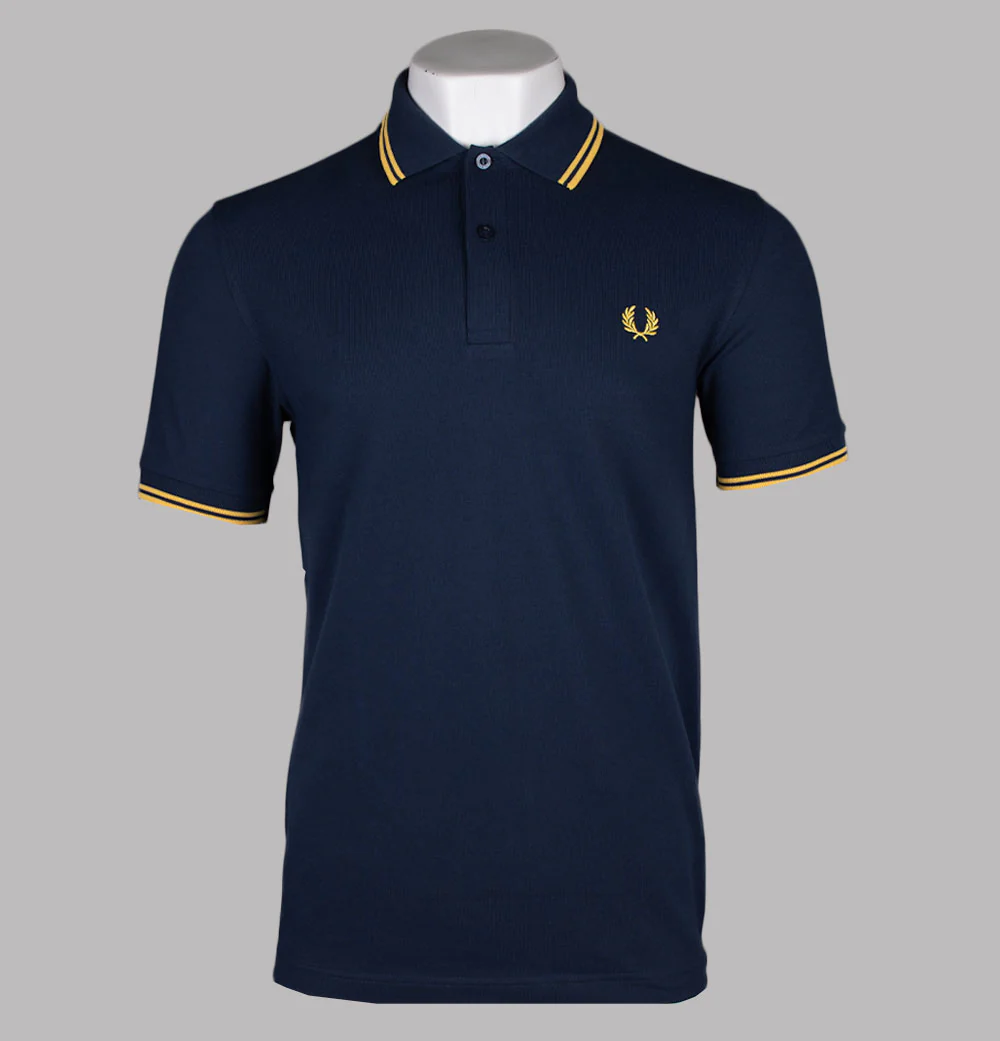 Fred Perry M3600 Polo Shirt Tennis Blue/Lemon Barley