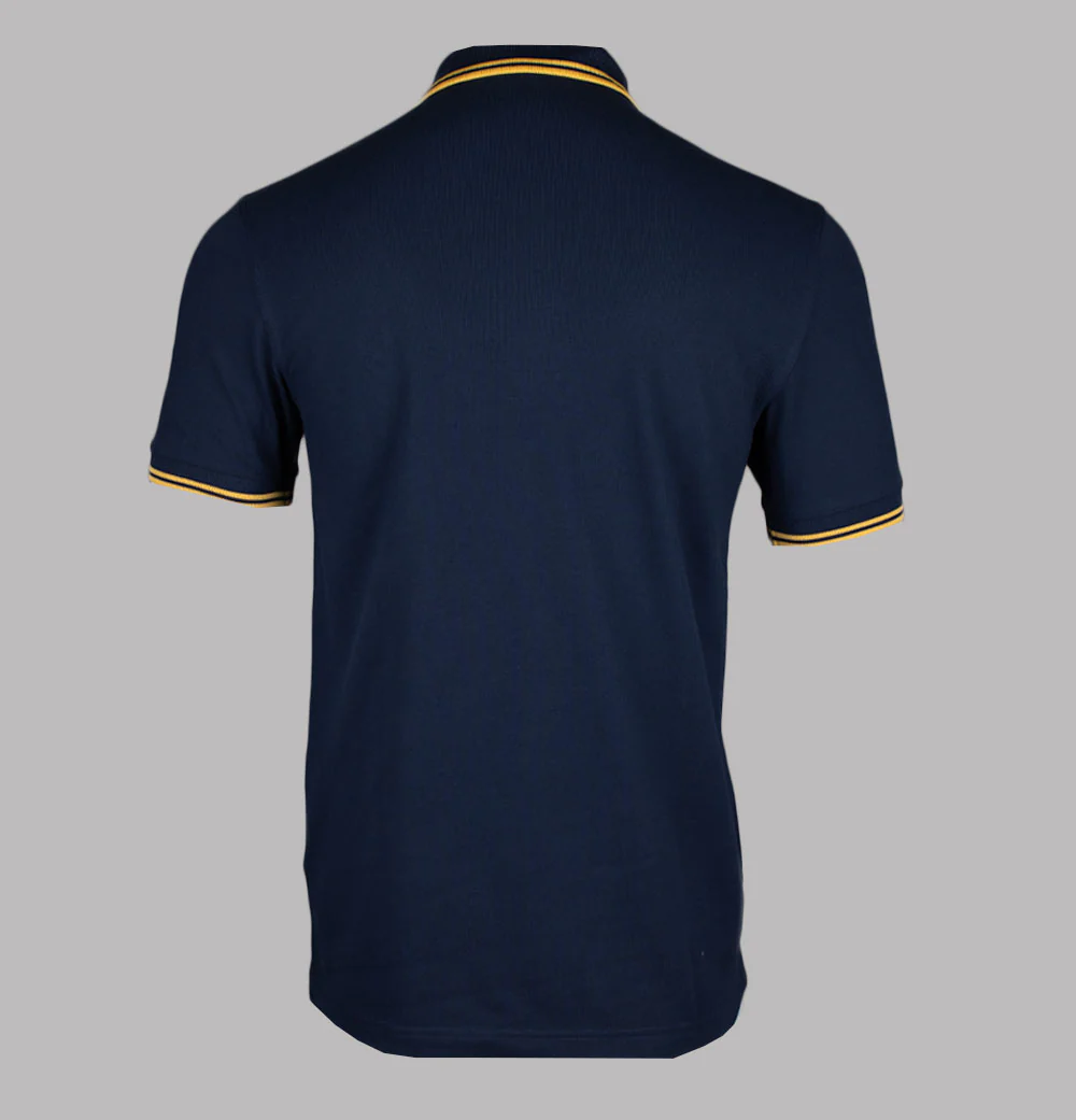 Fred Perry M3600 Polo Shirt Tennis Blue/Lemon Barley - Image 2