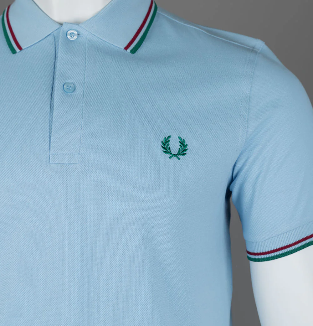 Fred Perry M3600 Polo Shirt Track Blue/Burnt Red/Sport Green - Image 3