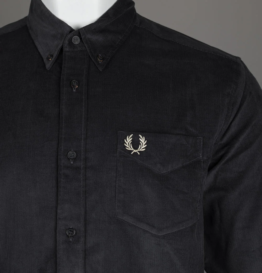 Fred Perry Needle Cord Shirt Anchor Grey - Image 3