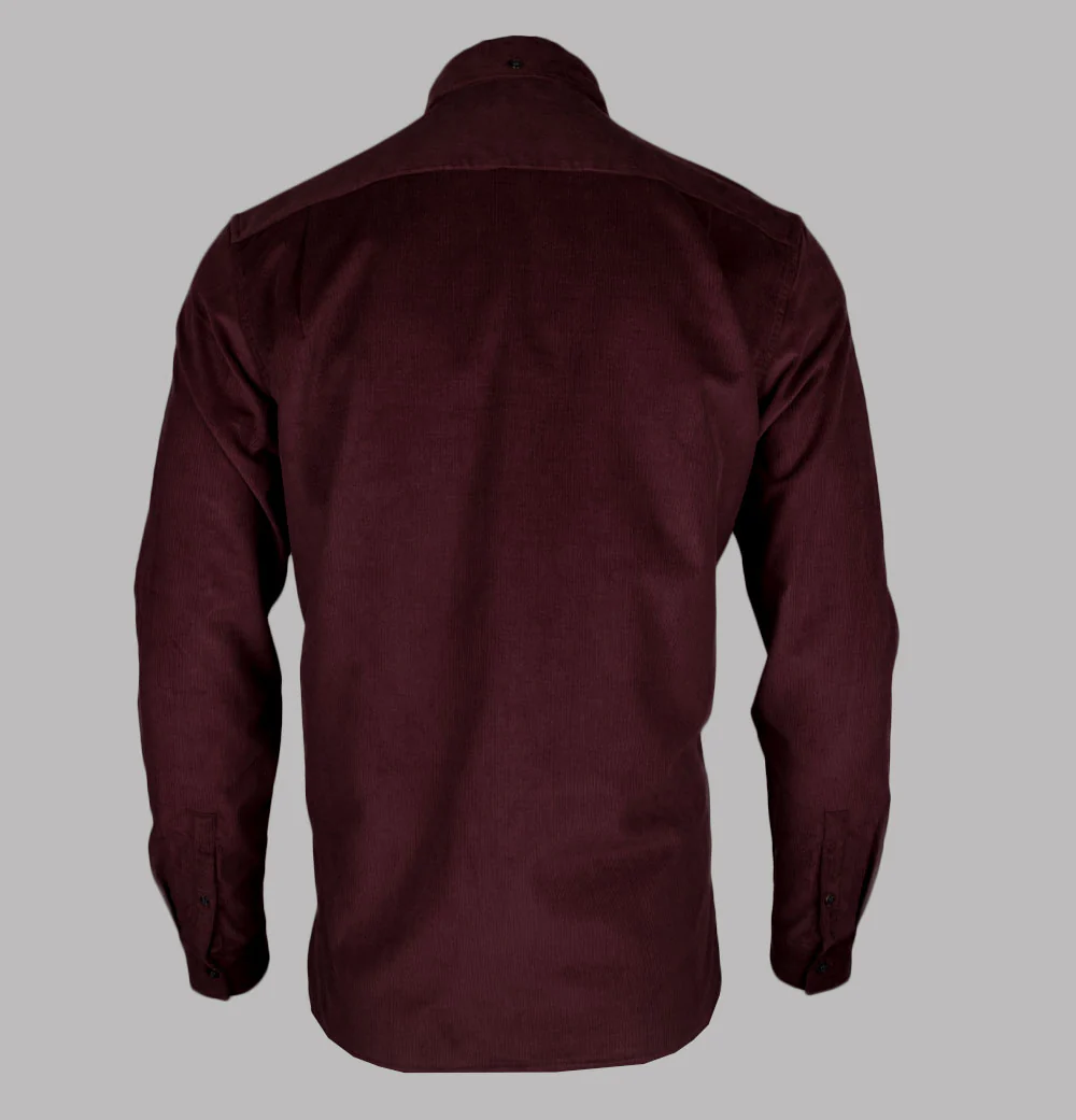 Fred Perry Needle Cord Shirt Oxblood - Image 2