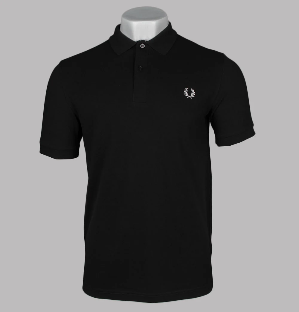 Fred Perry Plain Polo Shirt Black/White