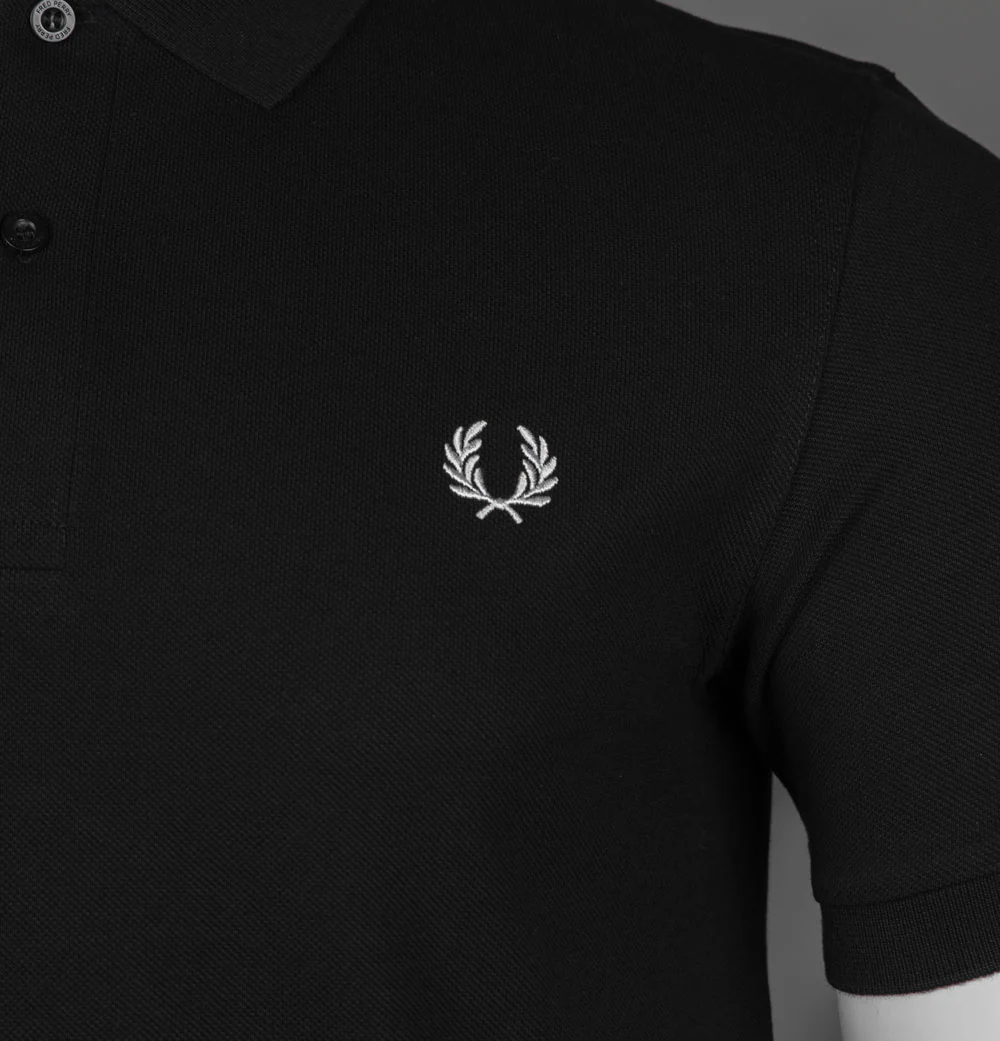 Fred Perry Plain Polo Shirt Black/White - Image 4