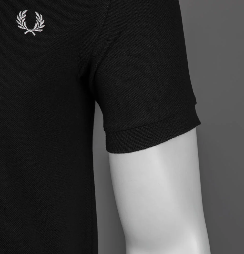 Fred Perry Plain Polo Shirt Black/White - Image 5