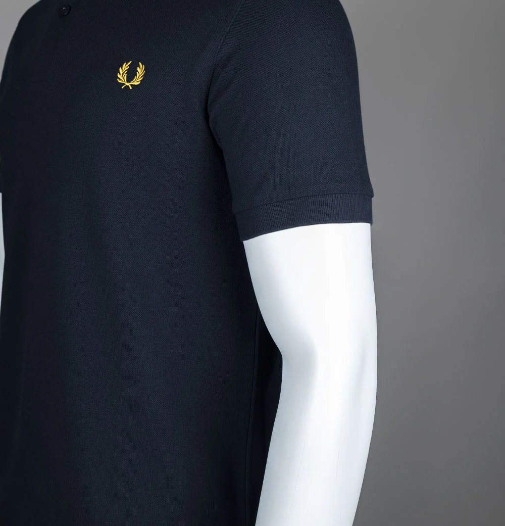 Fred Perry Plain Polo Shirt Navy/Honeycomb - Image 5