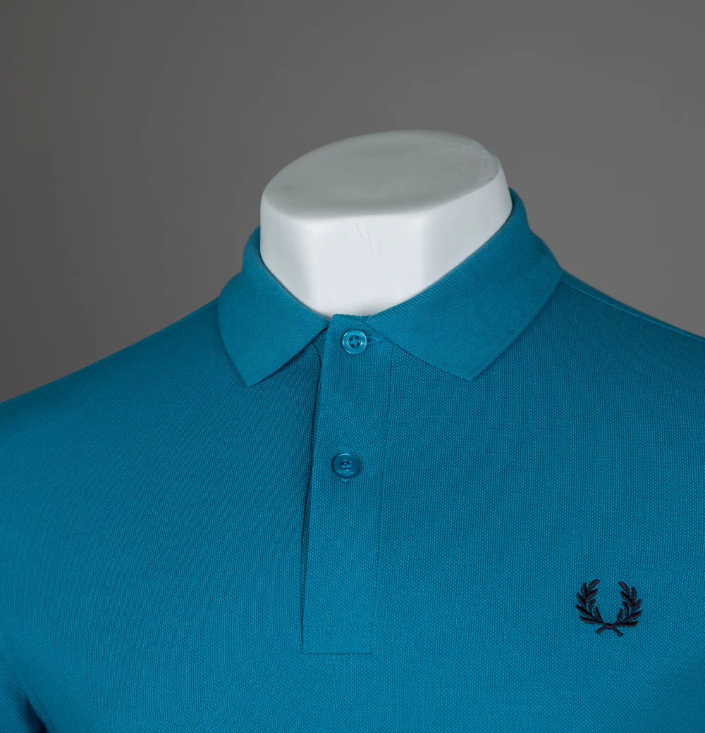 Fred Perry Plain Polo Shirt Ocean/Navy - Image 3