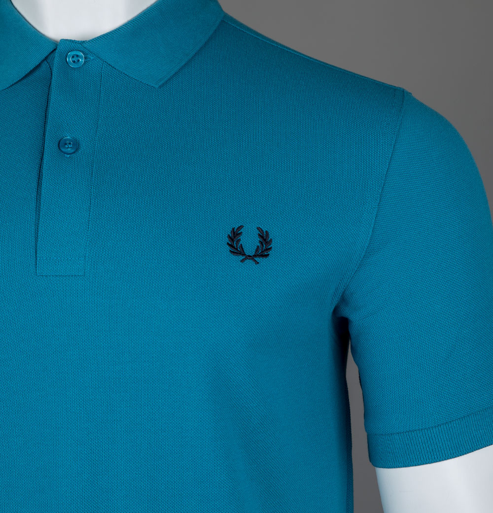 Fred Perry Plain Polo Shirt Ocean/Navy - Image 4