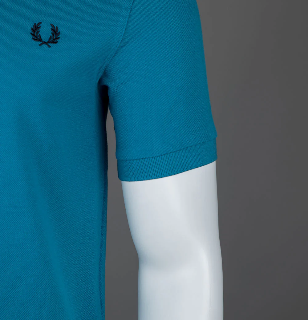 Fred Perry Plain Polo Shirt Ocean/Navy - Image 5