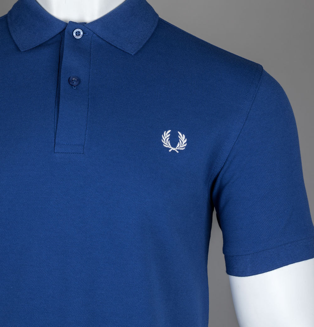 Fred Perry Plain Polo Shirt Soho Eclipse/Snow White - Image 3