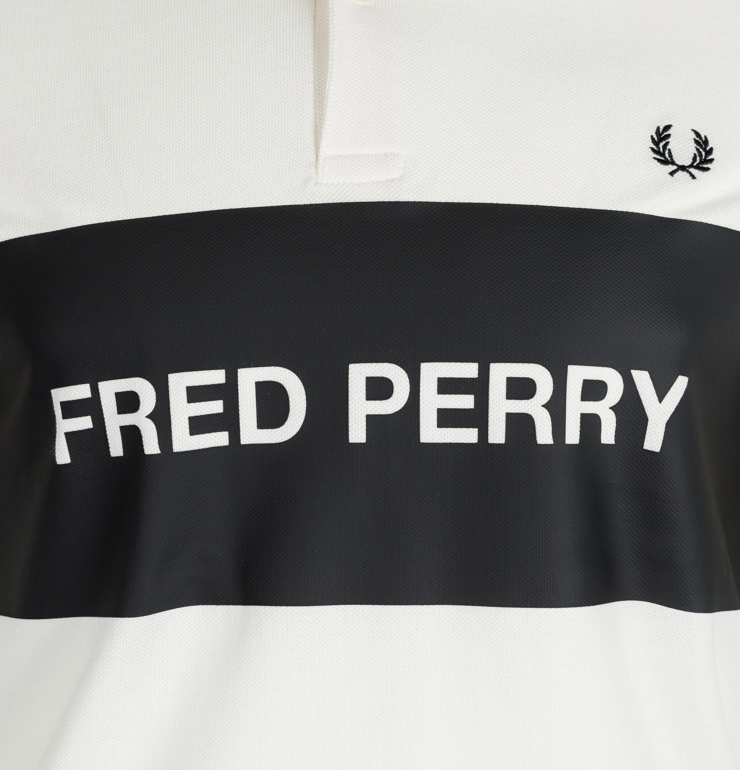 Fred Perry Printed Panel Polo Shirt Snow White - Image 5