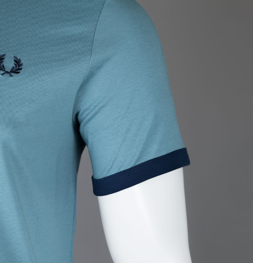 Fred Perry Ringer T-Shirt Ash Blue/Blue - Image 5