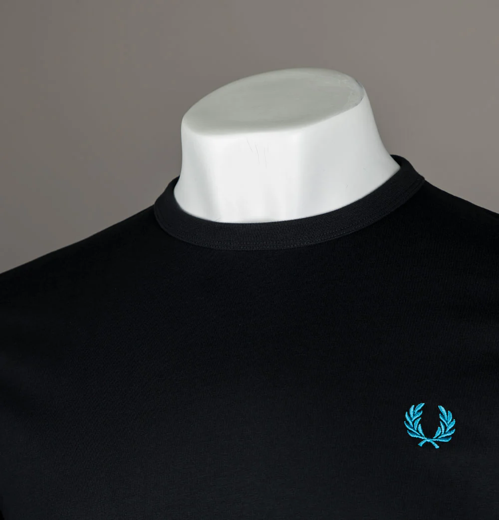 Fred Perry Ringer T-Shirt Black/Ocean - Image 4