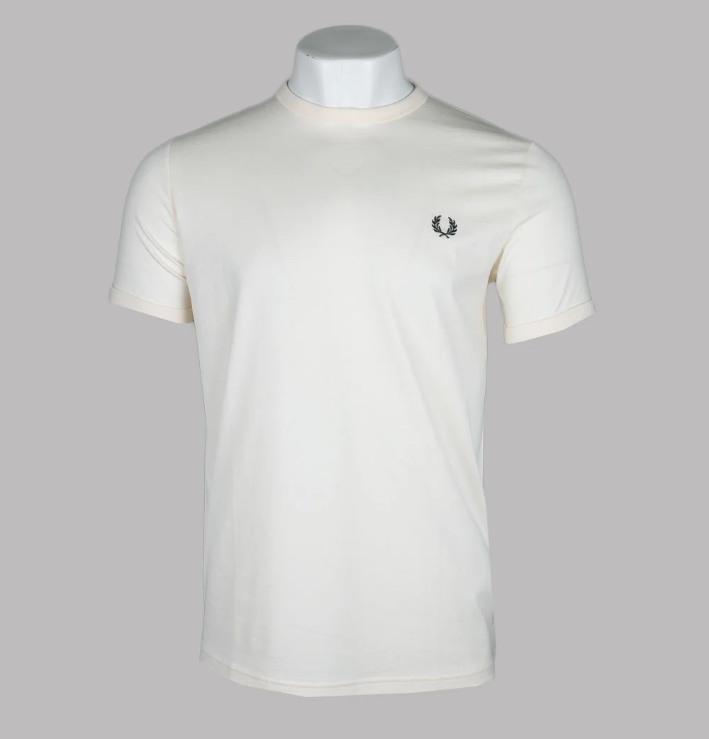 Fred Perry Ringer T-Shirt Ecru/Grassroots
