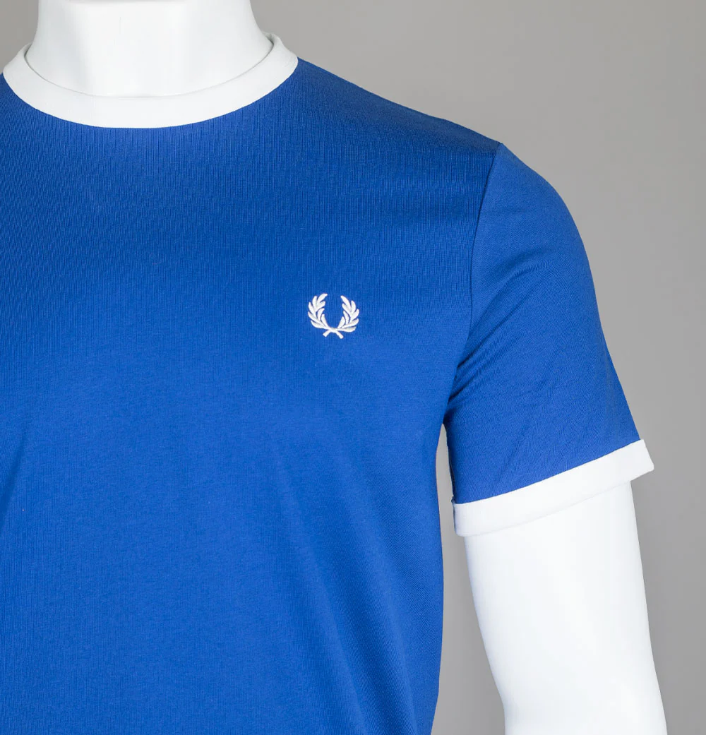 Fred Perry Ringer T-Shirt Soho Eclipse/Snow White - Image 3