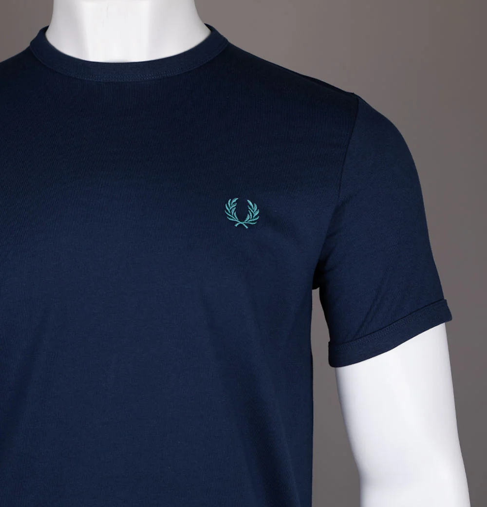 Fred Perry Ringer T-Shirt Tennis Blue - Image 3