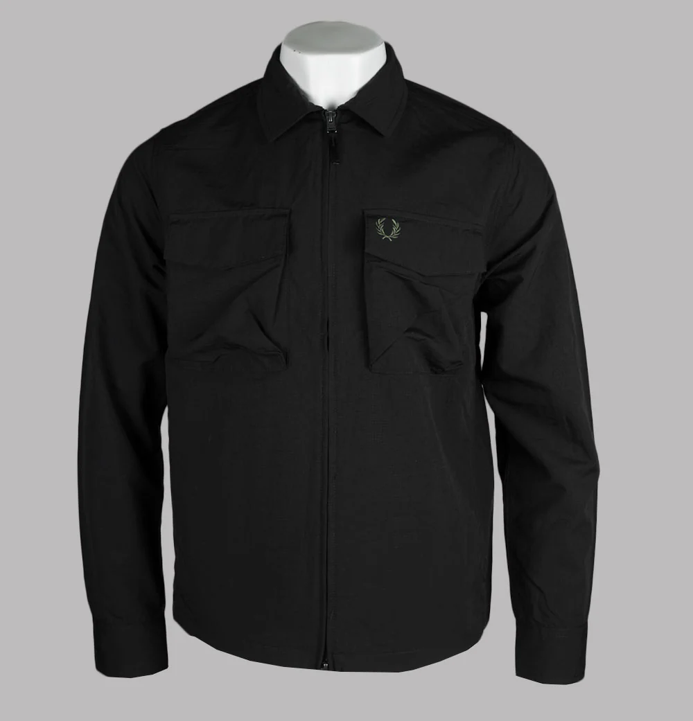 Fred Perry Ripstop Pocket Overshirt Black