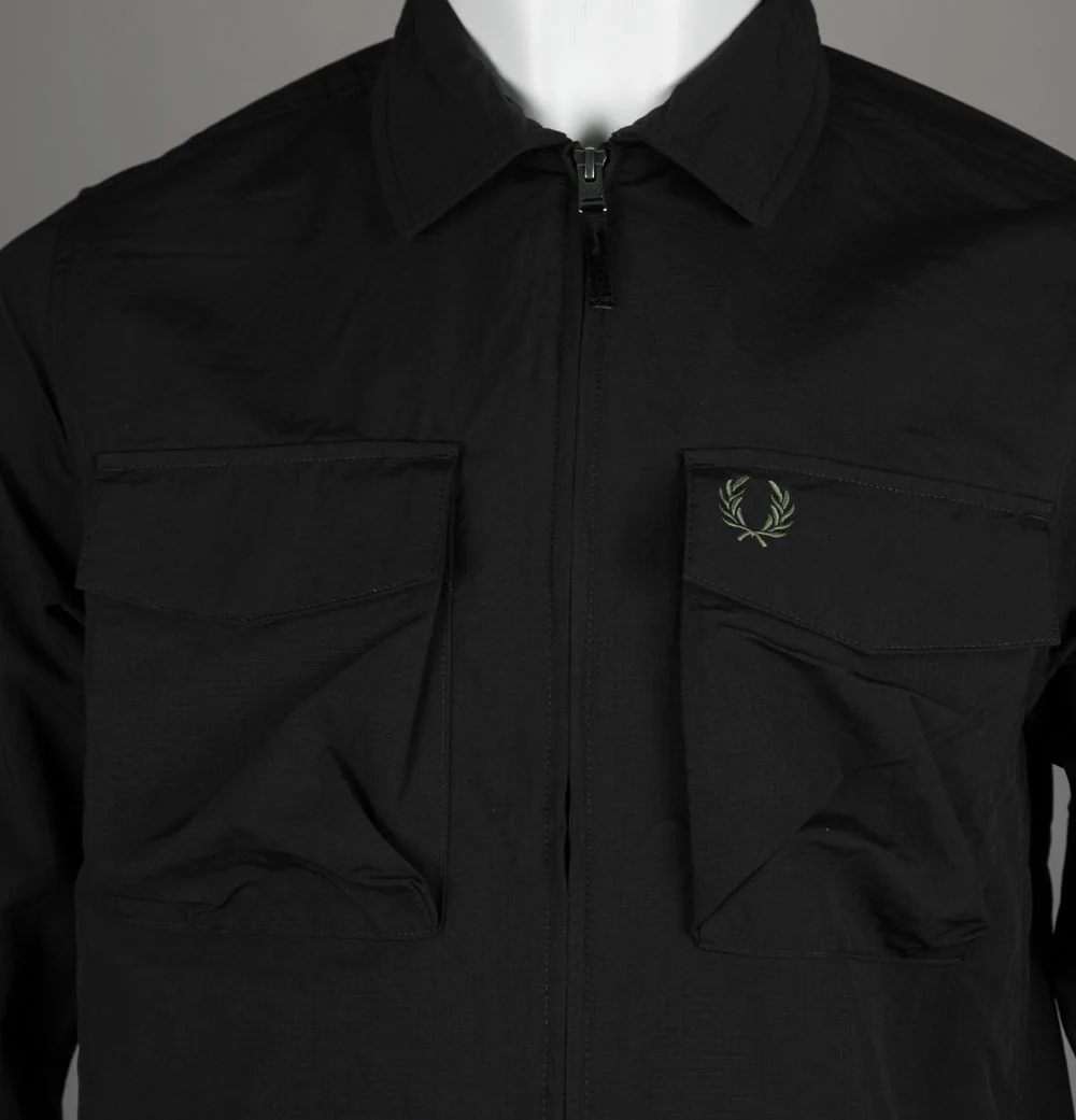 Fred Perry Ripstop Pocket Overshirt Black - Image 3