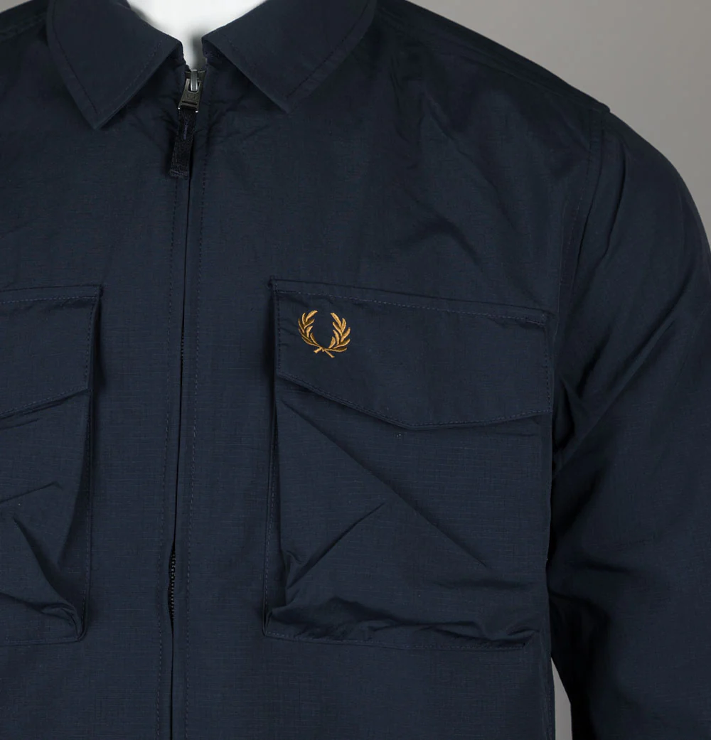 Fred Perry Ripstop Pocket Overshirt Navy - Image 3