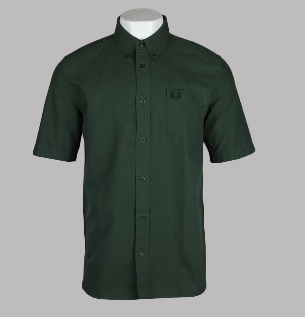 Fred Perry Short Sleeve Oxford Shirt Court Green