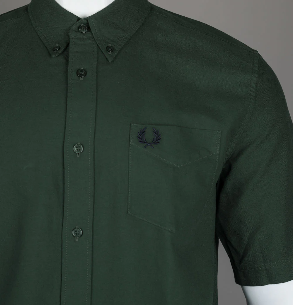 Fred Perry Short Sleeve Oxford Shirt Court Green - Image 3