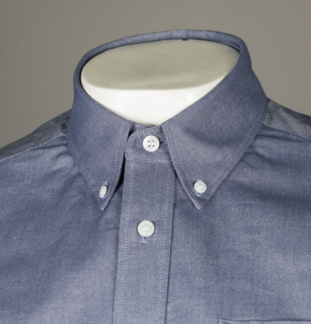 Fred Perry Short Sleeve Oxford Shirt Mid Blue - Image 3
