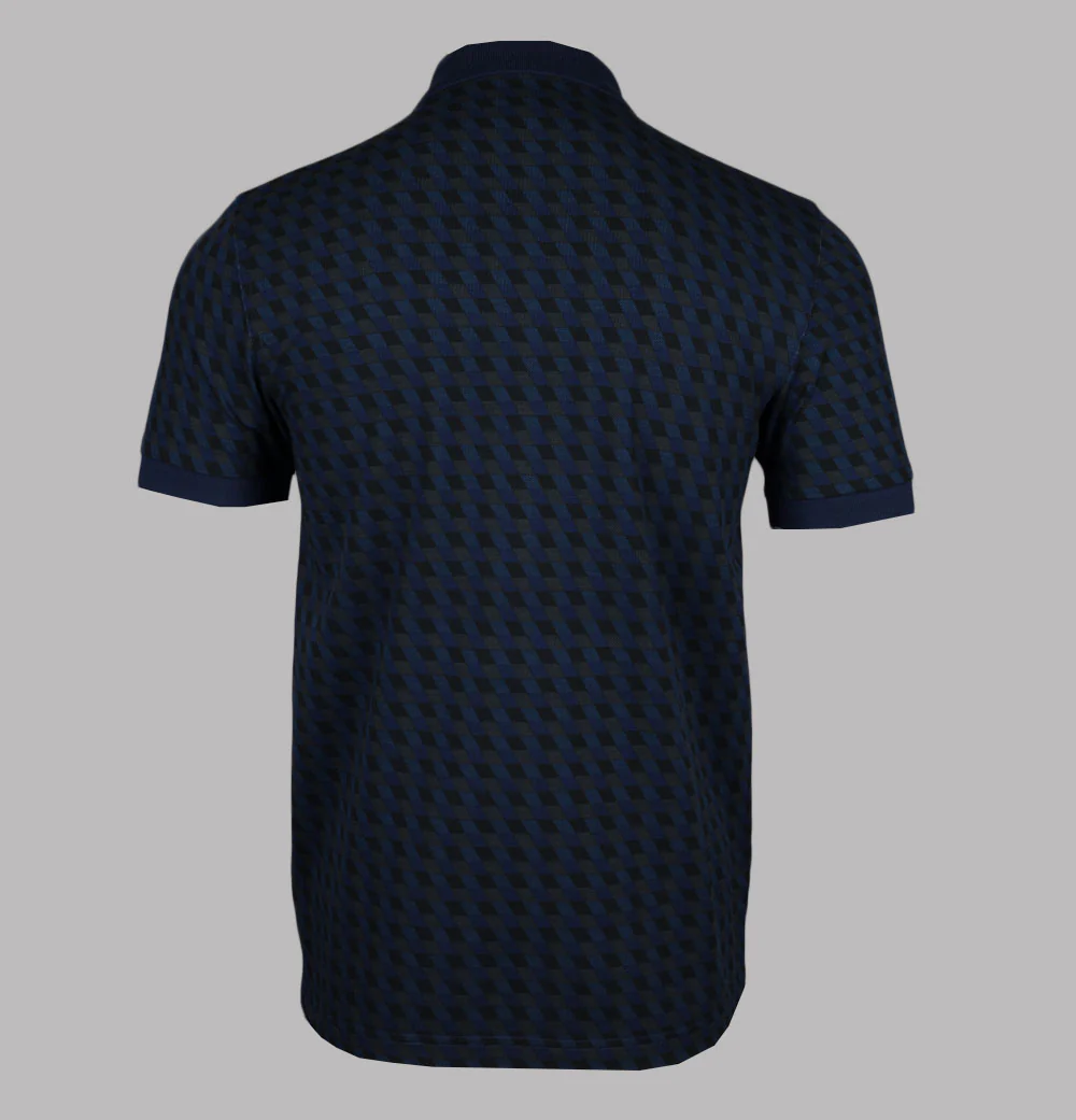 Fred Perry Slanted Geo Print Polo Shirt Twilight Navy - Image 2